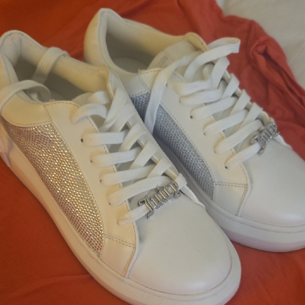 Juicy Couture White and Silver Glam Sneakers